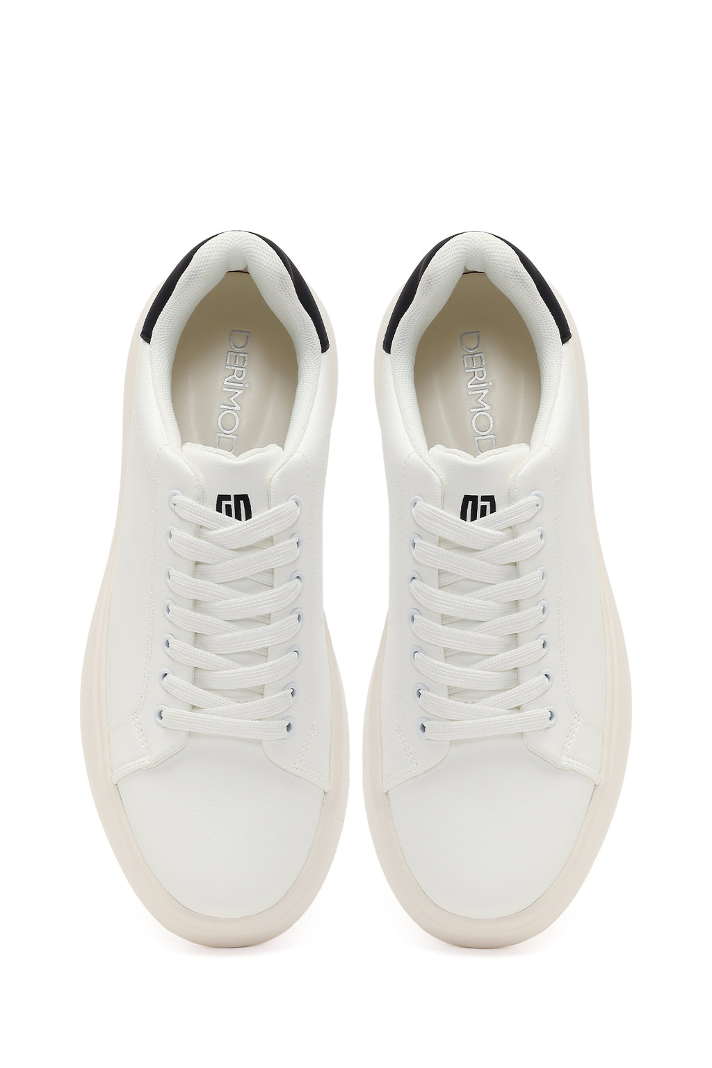 Erkek Beyaz Bağcıklı Kalın Tabanlı Sneaker