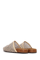 Woman Gold Stone-Embellished Mule Slipper | Derimod Woman Gold Stone-Embellished Mule Slipper | Derimod