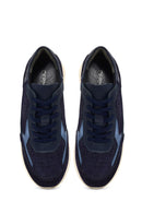 Women's Navy Blue Lace-Up Thick-Soled Leather Sneaker | Derimod Women's Navy Blue Lace-Up Thick-Soled Leather Sneaker | Derimod