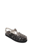 Woman Black Buckled Jelly Transparent Sandal | Derimod Woman Black Buckled Jelly Transparent Sandal | Derimod