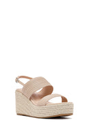 Women's Cream Ankle Buckle Wedge Heel Espadrille Sandals | Derimod Women's Cream Ankle Buckle Wedge Heel Espadrille Sandals | Derimod