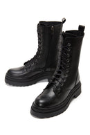Women's Black Zippered Leather Boots | Derimod Women's Black Zippered Leather Boots | Derimod