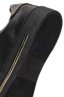 Kadın Siyah Bağcıklı Taş Detaylı Deri Sneaker | Derimod Kadın Siyah Bağcıklı Taş Detaylı Deri Sneaker | Derimod
