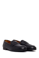 Kadın Siyah Desenli Deri Loafer | Derimod Kadın Siyah Desenli Deri Loafer | Derimod