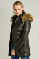 Blanch Long Women's Leather Jacket | Derimod Blanch Long Women's Leather Jacket | Derimod