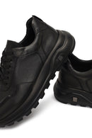 Erkek Siyah Bağcıklı Kalın Tabanlı Deri Sneaker | Derimod Erkek Siyah Bağcıklı Kalın Tabanlı Deri Sneaker | Derimod