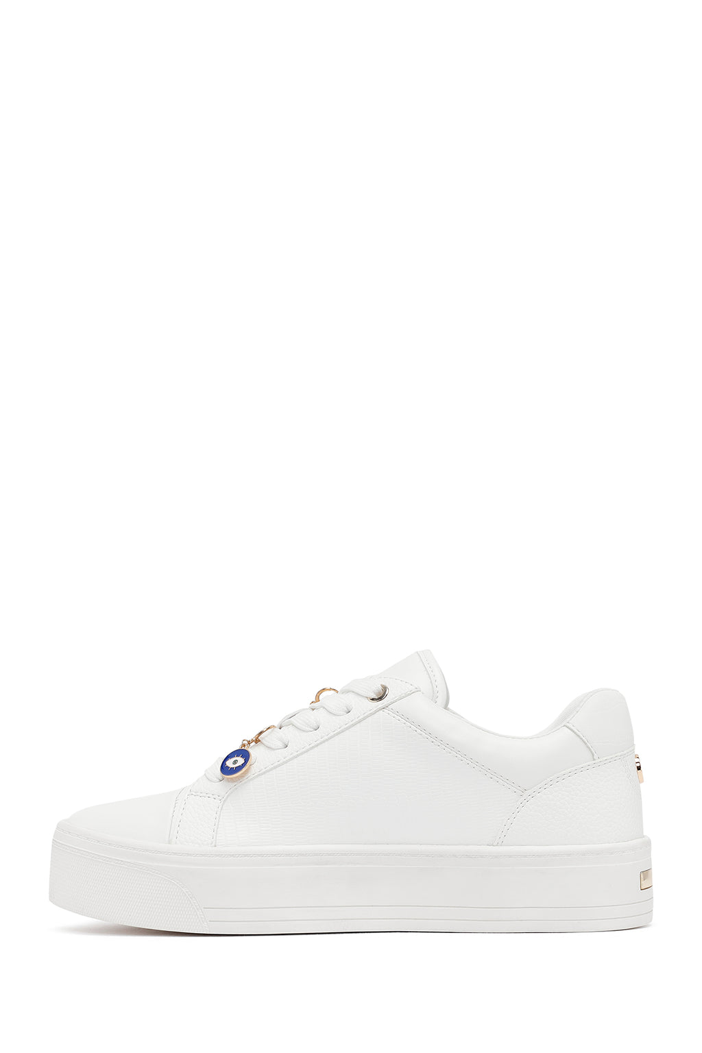 Kadın Beyaz Bağcıklı Kalın Tabanlı Sneaker