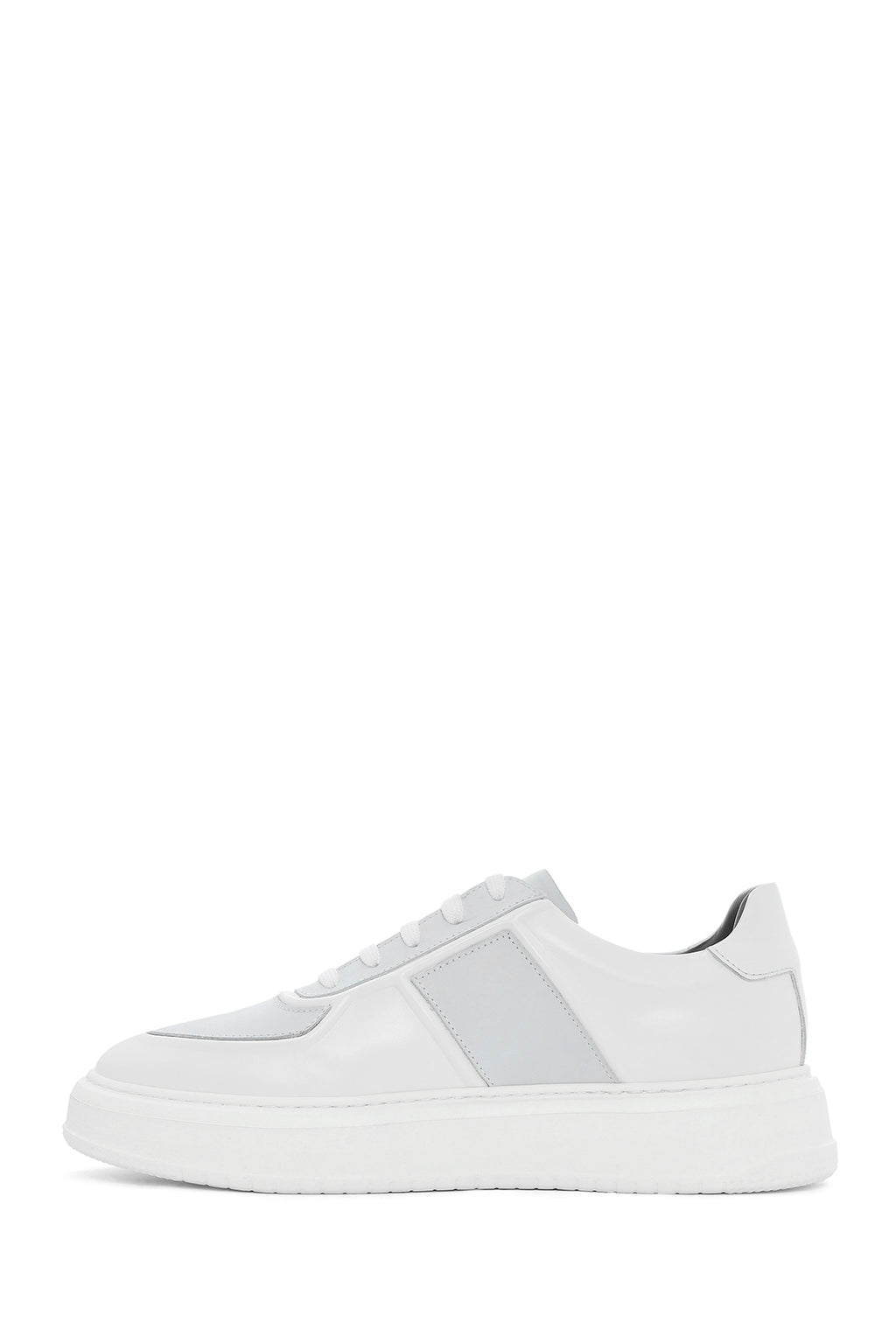 Erkek Beyaz Bağcıklı Deri Sneaker