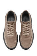 Male Mink Lace-Up Nubuck Leather Sneaker | Derimod Male Mink Lace-Up Nubuck Leather Sneaker | Derimod
