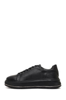 Erkek Siyah Bağcıklı Kalın Tabanlı Deri Sneaker | Derimod Erkek Siyah Bağcıklı Kalın Tabanlı Deri Sneaker | Derimod