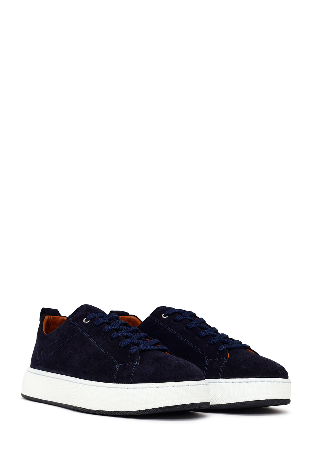 Erkek Lacivert Bağcıklı Süet Deri Sneaker