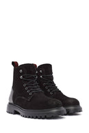 Men's Black Zippered Lace-Up Suede Leather Casual Boots | Derimod Men's Black Zippered Lace-Up Suede Leather Casual Boots | Derimod