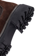 Woman Brown Thick-Soled Suede Leather Chelsea Boots | Derimod Woman Brown Thick-Soled Suede Leather Chelsea Boots | Derimod