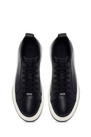 Erkek Siyah Bağcıklı Deri Sneaker | Derimod Erkek Siyah Bağcıklı Deri Sneaker | Derimod