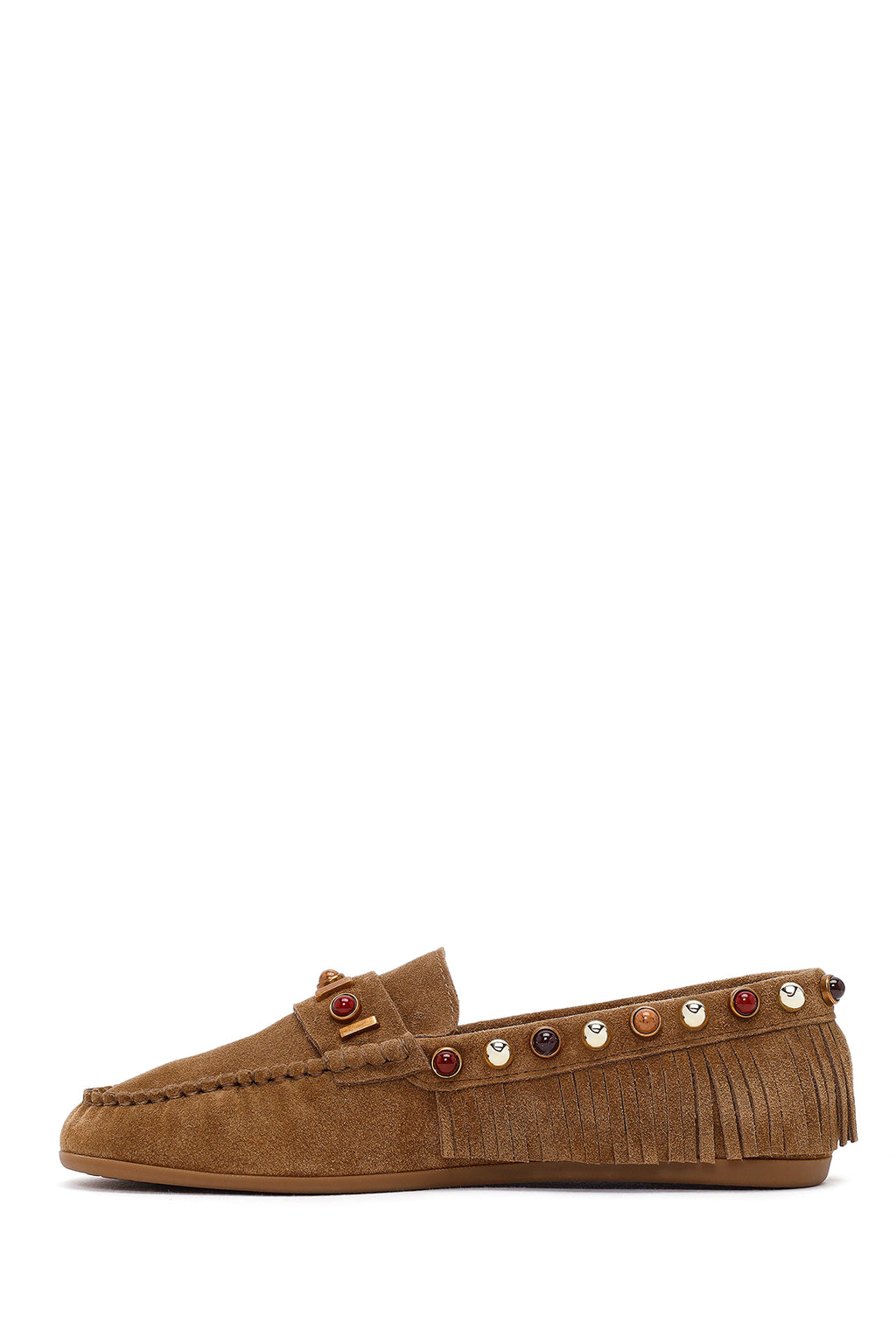 Kadın Camel Püsküllü Süet Deri Loafer