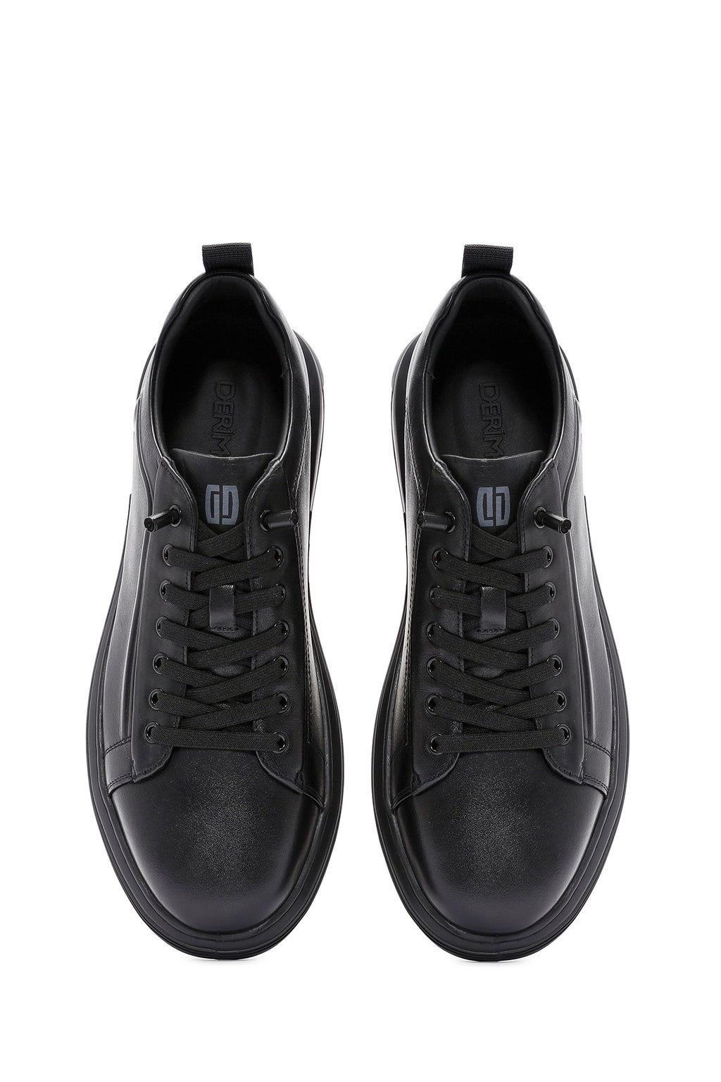Erkek Siyah Bağcıklı Deri Sneaker