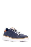 Men's Navy Blue Lace-Up Thick Sole Fabric Sneaker | Derimod Men's Navy Blue Lace-Up Thick Sole Fabric Sneaker | Derimod