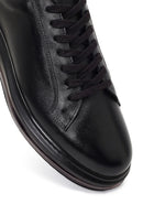 Erkek Siyah Bağcıklı Deri Sneaker | Derimod Erkek Siyah Bağcıklı Deri Sneaker | Derimod