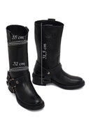 Women's Black Leather Biker Boot | Derimod Women's Black Leather Biker Boot | Derimod
