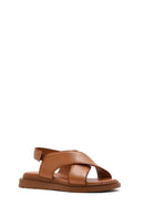 Women's Tan Elastic Leather Sandals | Derimod Women's Tan Elastic Leather Sandals | Derimod