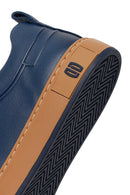 Male Navy Lace-up Leather Sneaker | Derimod Male Navy Lace-up Leather Sneaker | Derimod