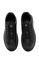 Erkek Siyah Bağcıklı Kalın Tabanlı Deri Sneaker | Derimod Erkek Siyah Bağcıklı Kalın Tabanlı Deri Sneaker | Derimod