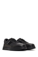 Erkek Siyah Bağcıklı Deri Casual Sneaker | Derimod Erkek Siyah Bağcıklı Deri Casual Sneaker | Derimod