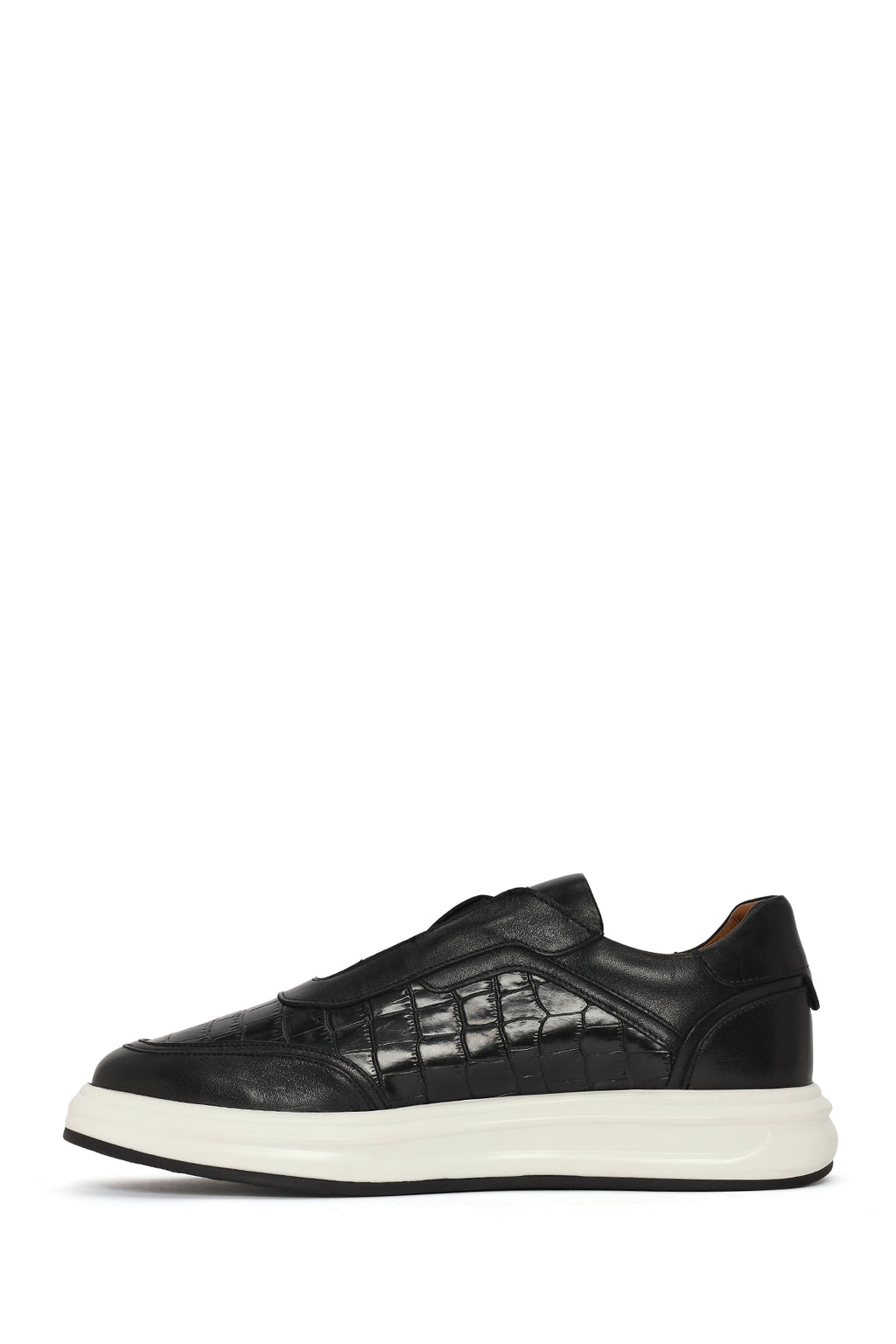 Erkek Siyah Desenli Deri Sneaker