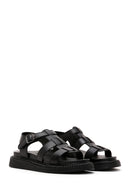 Women's Black Leather Comfort Sandals | Derimod Women's Black Leather Comfort Sandals | Derimod