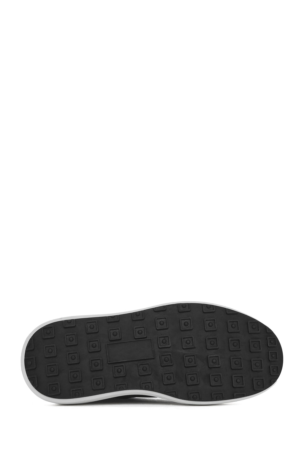 Erkek Siyah Bağcıklı Kalın Tabanlı Deri Sneaker