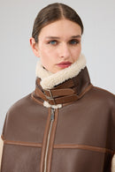 Helsinki Women's Brown Short Teddy Coat | Derimod Helsinki Women's Brown Short Teddy Coat | Derimod