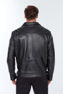 Muller Men's Black Leather Jacket | Derimod Muller Men's Black Leather Jacket | Derimod