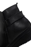 Women's Black Strappy Leather Comfort Boots | Derimod Women's Black Strappy Leather Comfort Boots | Derimod