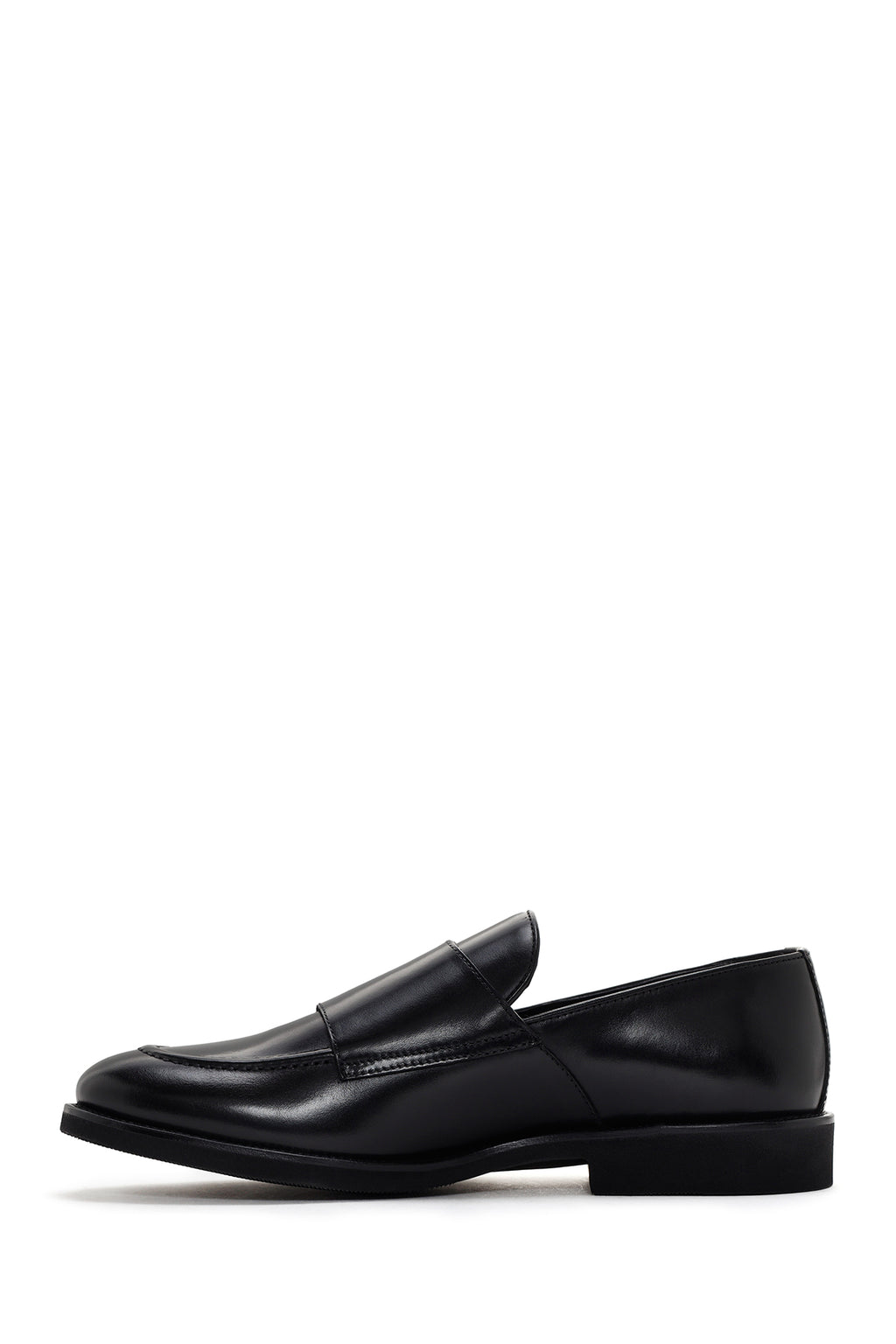 Erkek Siyah Çift Tokalı Deri Casual Loafer