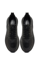 Erkek Siyah Bağcıklı Deri Sneaker | Derimod Erkek Siyah Bağcıklı Deri Sneaker | Derimod