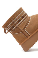 Women's Camel Thick-Soled Suede Leather Teddy Boot | Derimod Women's Camel Thick-Soled Suede Leather Teddy Boot | Derimod