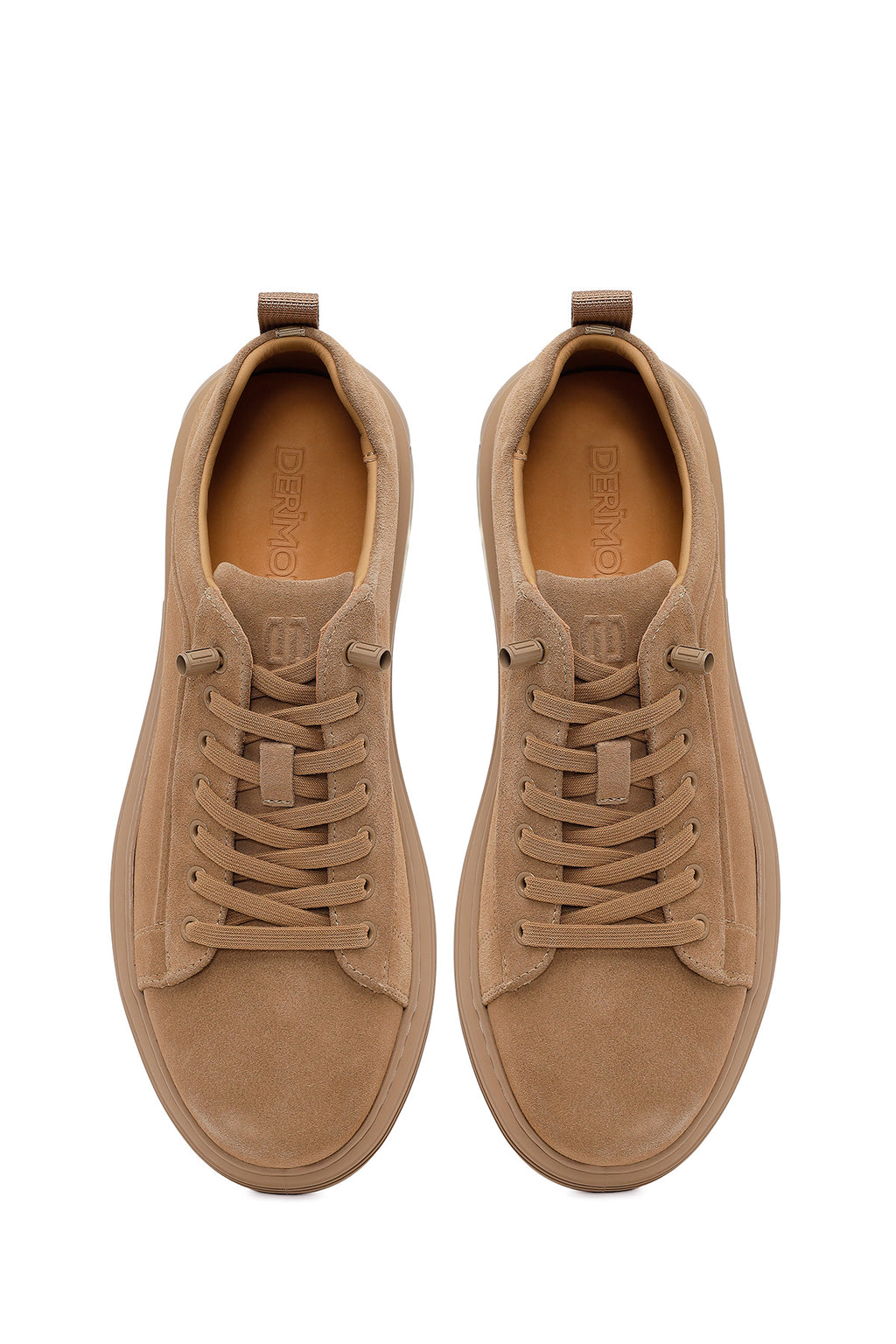 Erkek Bej Bağcıklı Süet Deri Sneaker