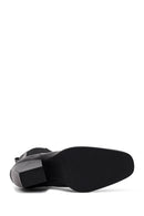 Women's Black Thick Heeled Leather Chelsea Boot | Derimod Women's Black Thick Heeled Leather Chelsea Boot | Derimod