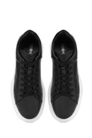 Erkek Siyah Bağcıklı Kalın Tabanlı Deri Sneaker | Derimod Erkek Siyah Bağcıklı Kalın Tabanlı Deri Sneaker | Derimod