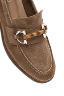 Kadın Taba Toka Detaylı Süet Deri Maskülen Loafer | Derimod Kadın Taba Toka Detaylı Süet Deri Maskülen Loafer | Derimod