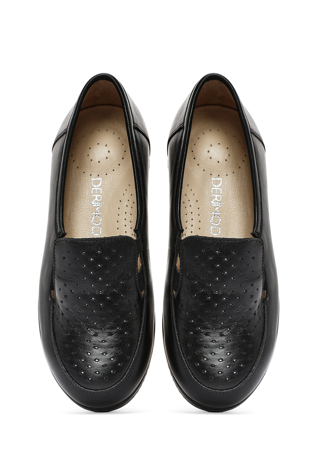 Kadın Siyah Dolgu Topuklu Deri Comfort Loafer