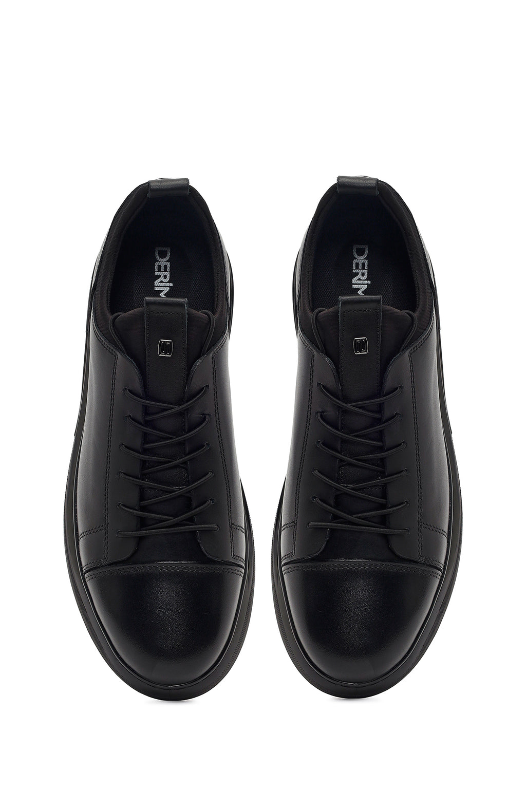 Erkek Siyah Bağcıklı Deri Sneaker