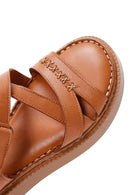 Women's Tan Ankle Strap Leather Comfort Sandals | Derimod Women's Tan Ankle Strap Leather Comfort Sandals | Derimod