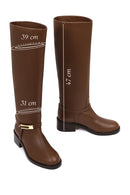 Women's Brown Buckled Leather Boot | Derimod Women's Brown Buckled Leather Boot | Derimod