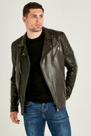 Thompson Men's Leather Jacket | Derimod Thompson Men's Leather Jacket | Derimod