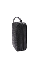 Men's Black Knitted Patterned Clutch Bag | Derimod Men's Black Knitted Patterned Clutch Bag | Derimod