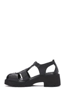Women's Black Ankle Strap Thick Heel Leather Sandals | Derimod Women's Black Ankle Strap Thick Heel Leather Sandals | Derimod