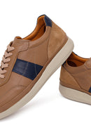 Male Beige Lace-Up Leather Casual Sneaker | Derimod Male Beige Lace-Up Leather Casual Sneaker | Derimod