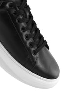 Erkek Siyah Bağcıklı Kalın Tabanlı Deri Sneaker | Derimod Erkek Siyah Bağcıklı Kalın Tabanlı Deri Sneaker | Derimod