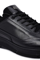Erkek Siyah Bağcıklı Deri Casual Sneaker | Derimod Erkek Siyah Bağcıklı Deri Casual Sneaker | Derimod